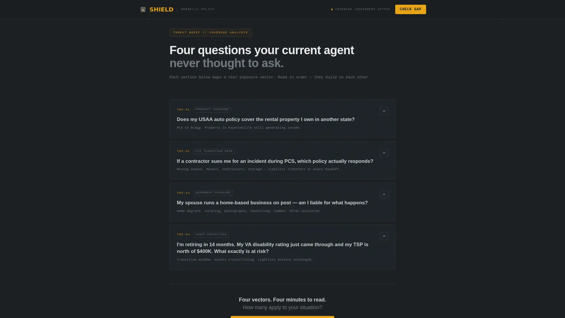Military Service Member Insurance FAQ & Common Questions Website Template