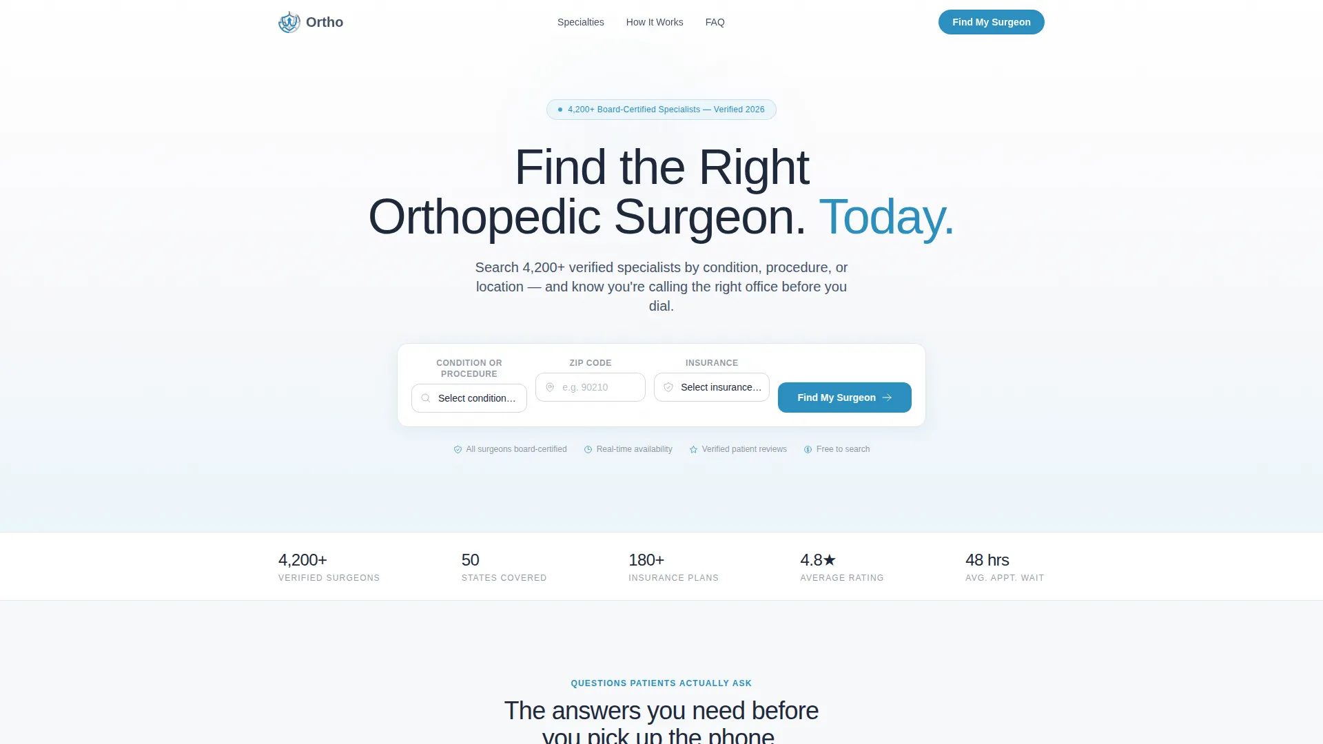 Orthopedic Surgeon FAQ Website Template