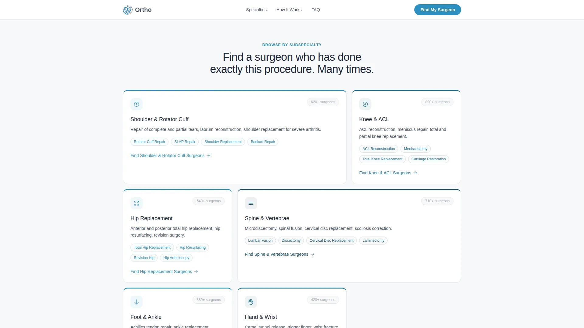 Orthopedic Surgeon FAQ Website Template