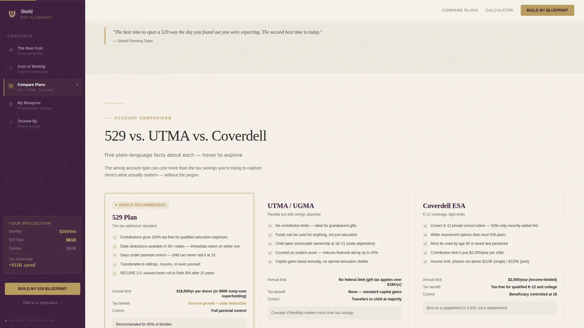 College Savings Planning Landing Page Template