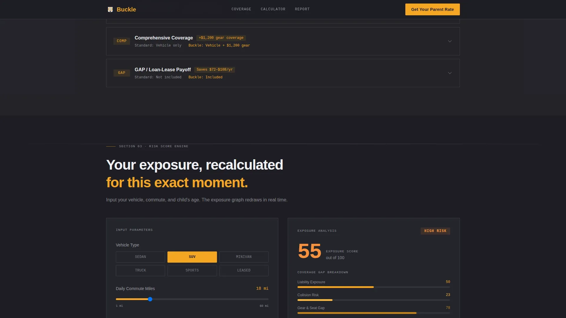 New Parent Insurance Cost Calculator Website Template