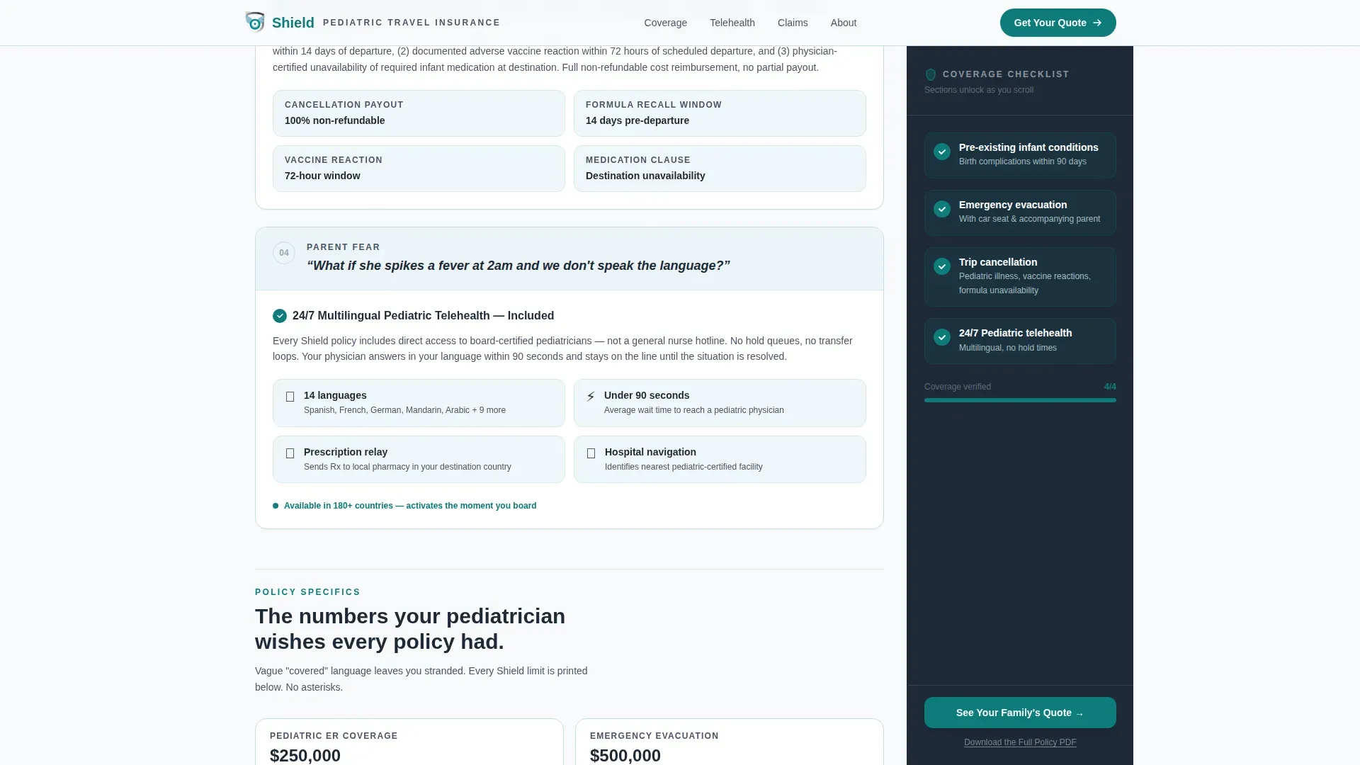 Reliable Parent Travel Landing Page Template
