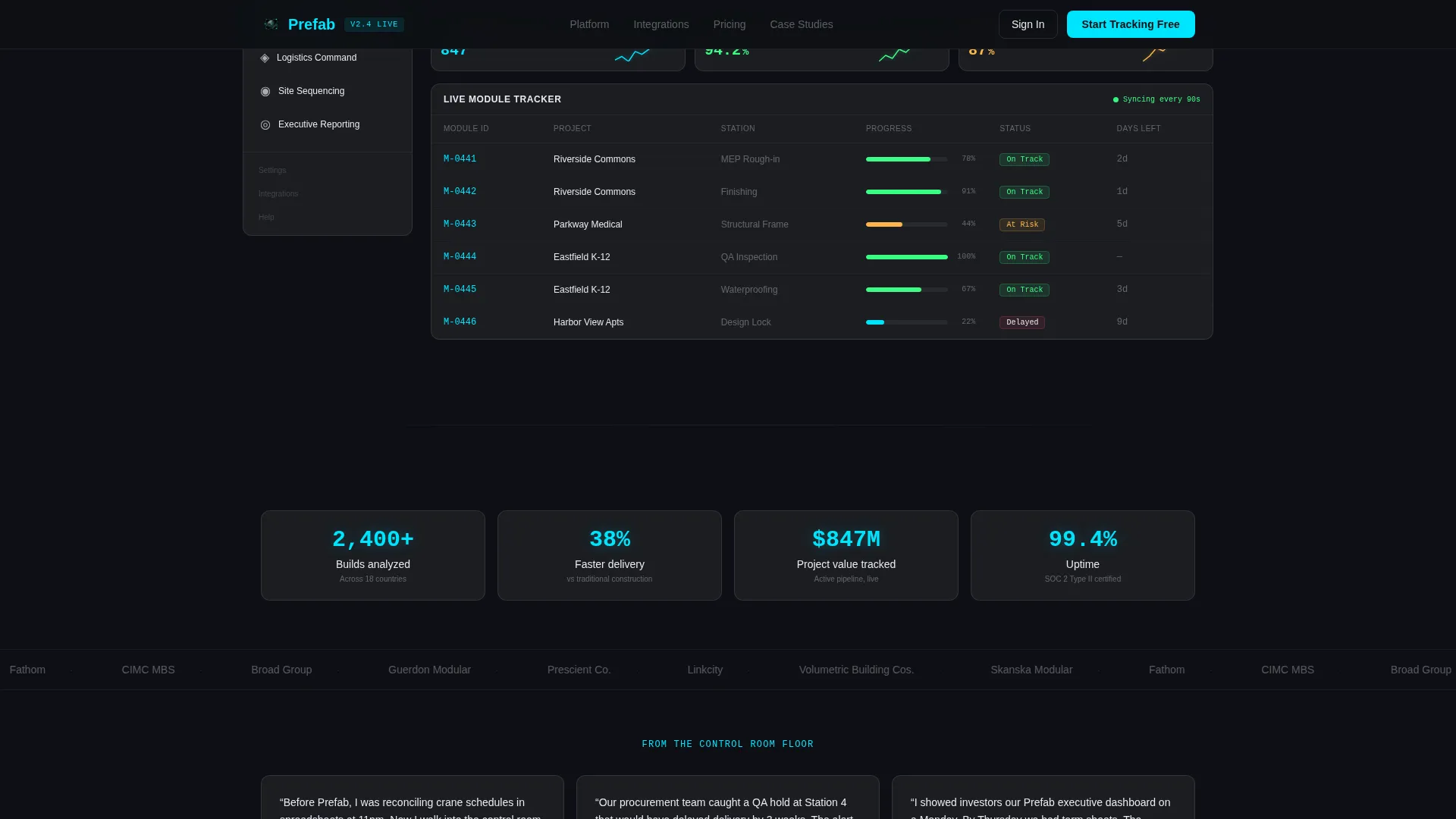 Modular Construction Vertical SaaS Cost Calculator Website Template
