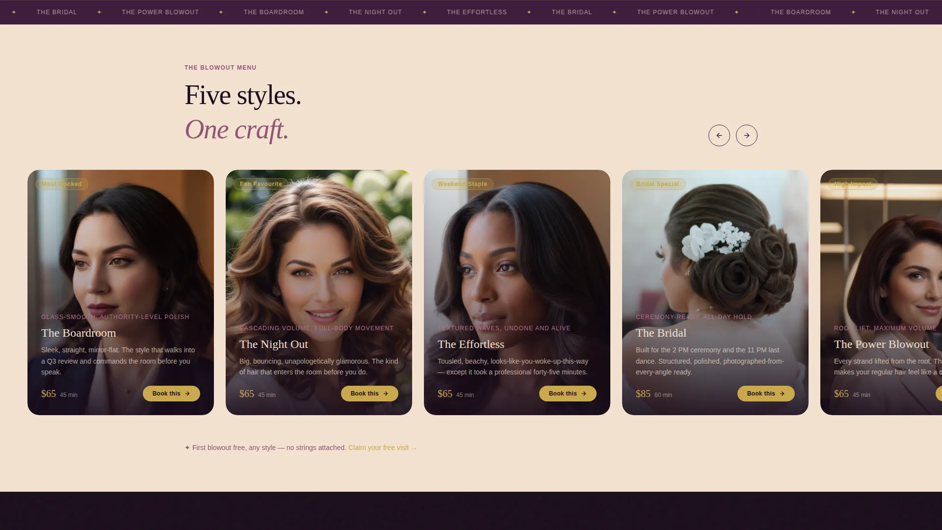 Immersive Blow Dry Bar Landing Page Template