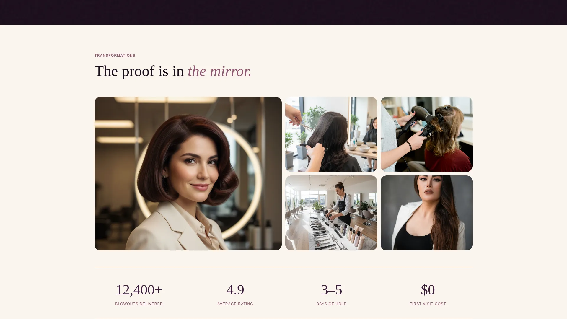 Immersive Blow Dry Bar Landing Page Template