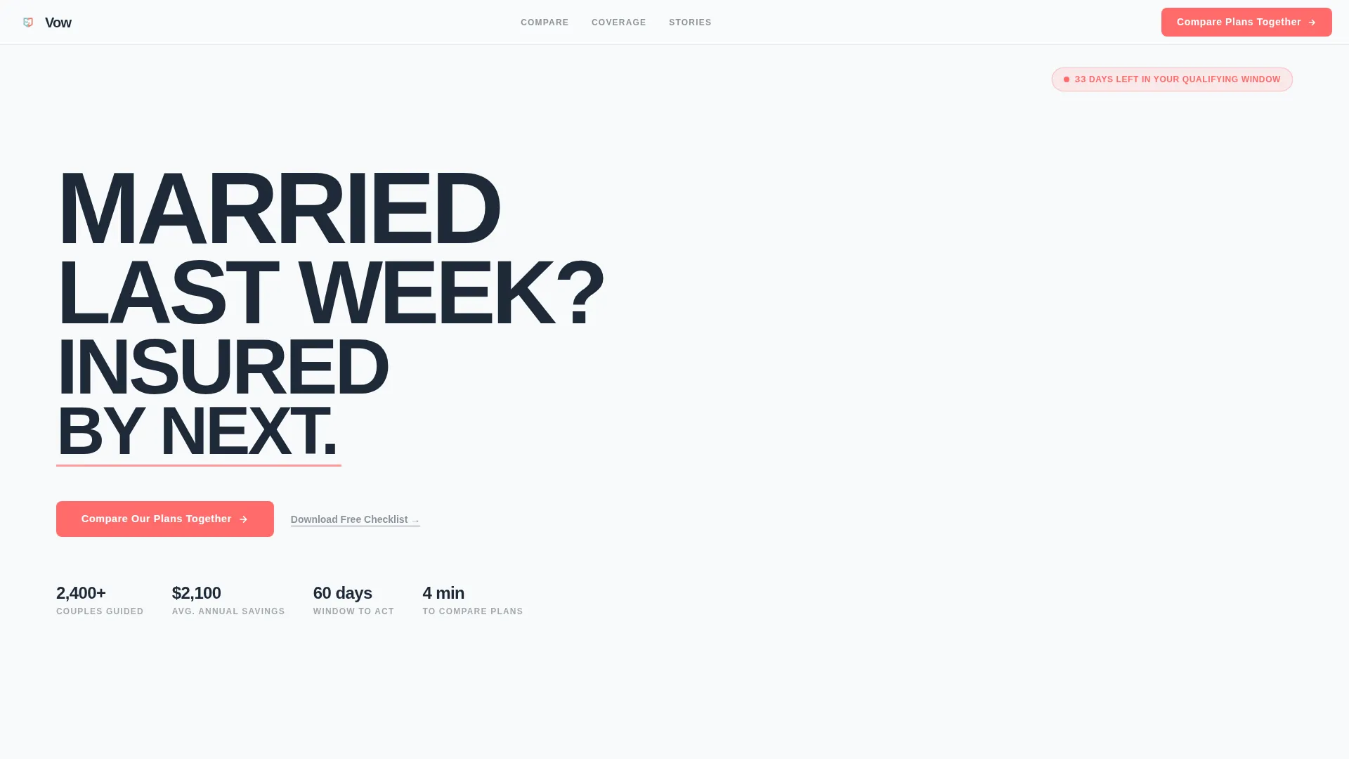 Newlywed Health Insurance Landing Page Template