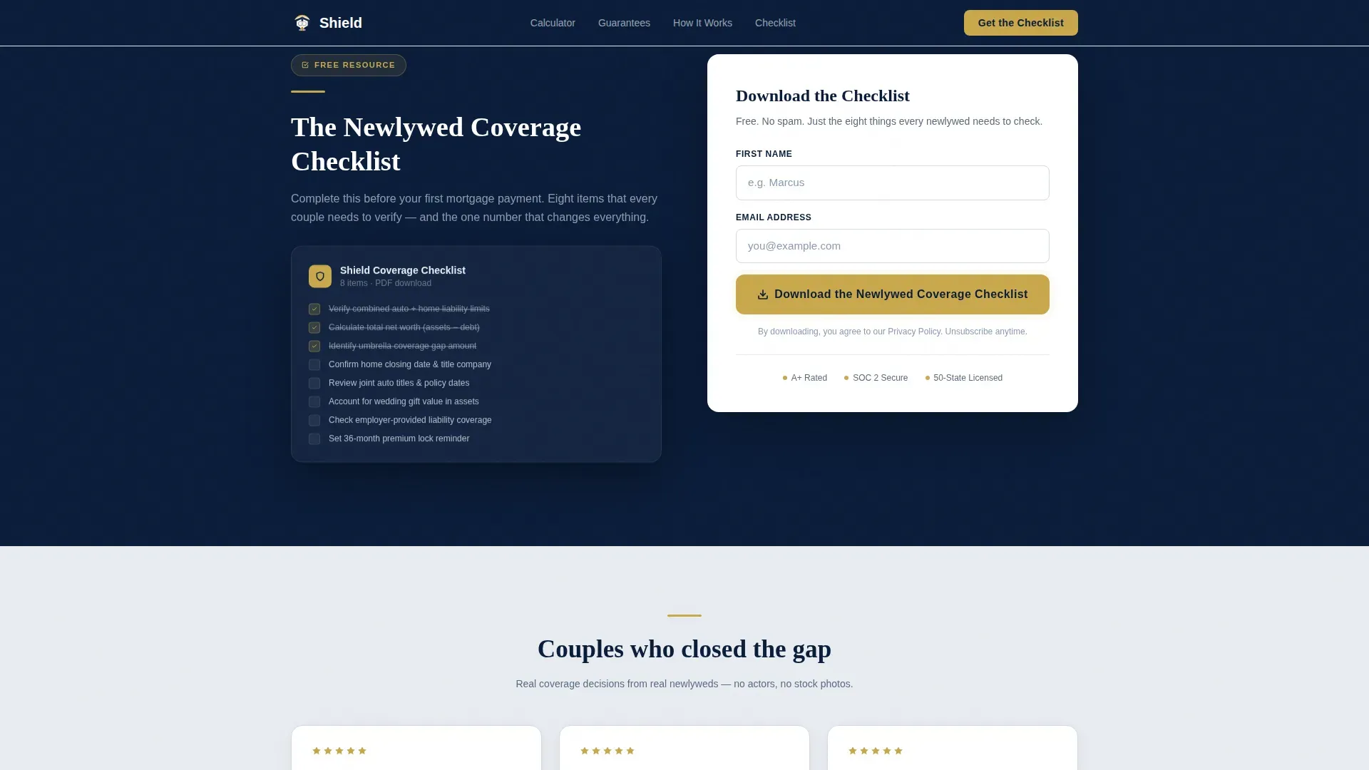 Smart Newlywed Liability Landing Page Template