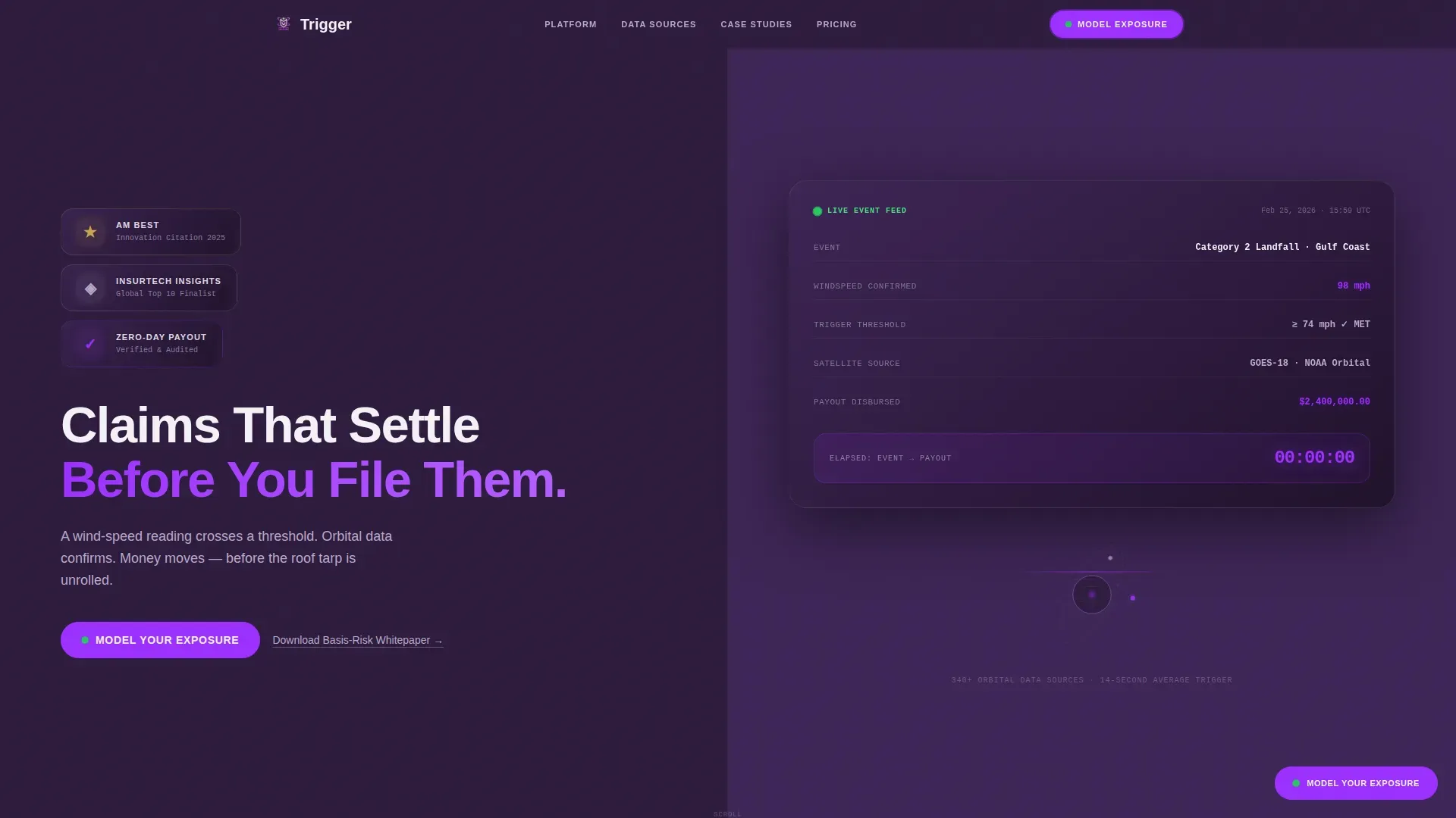 Parametric Insurance Platform Landing Page Template
