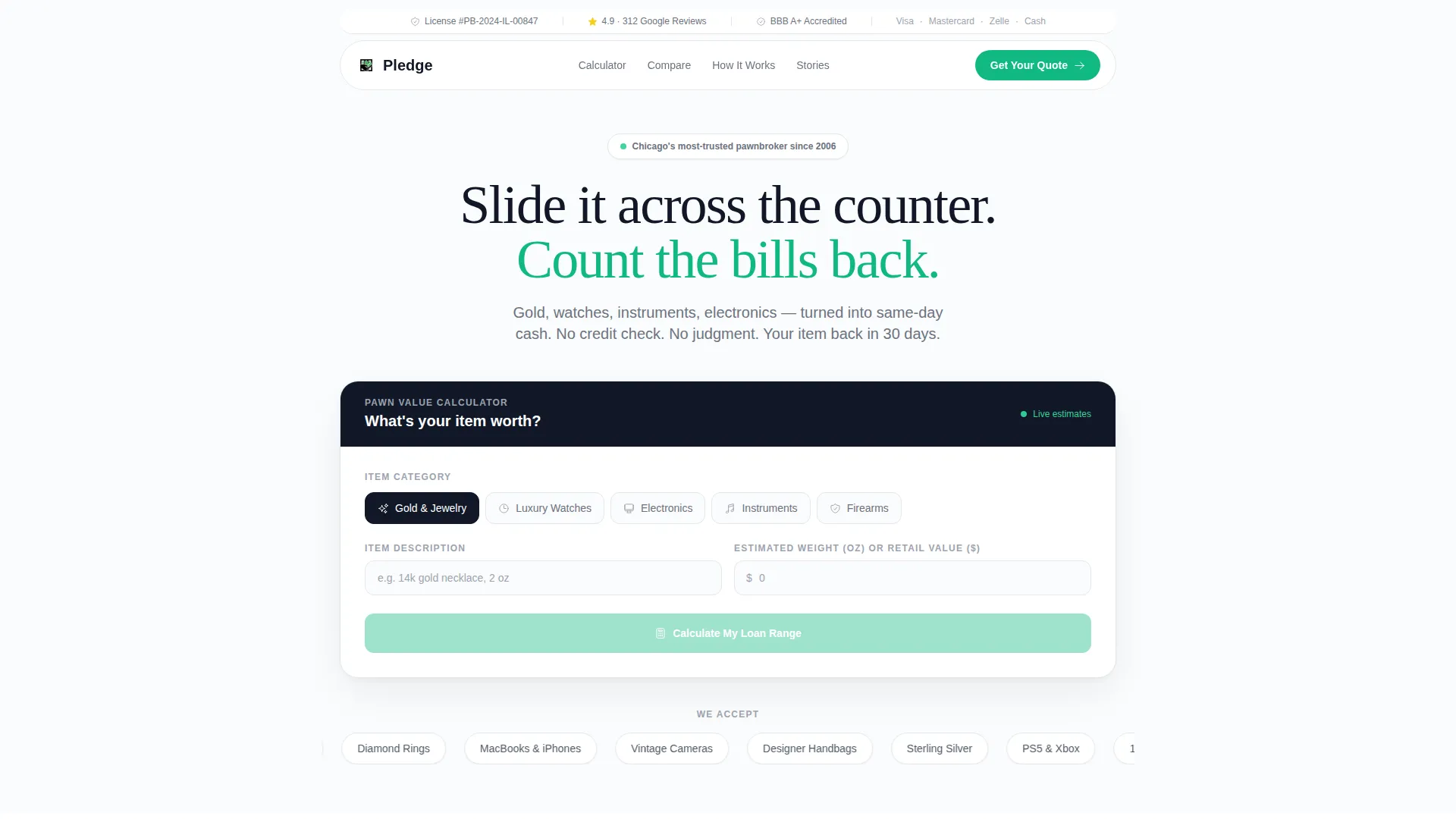 Pawnshop & Pawn Lending Landing Page Template