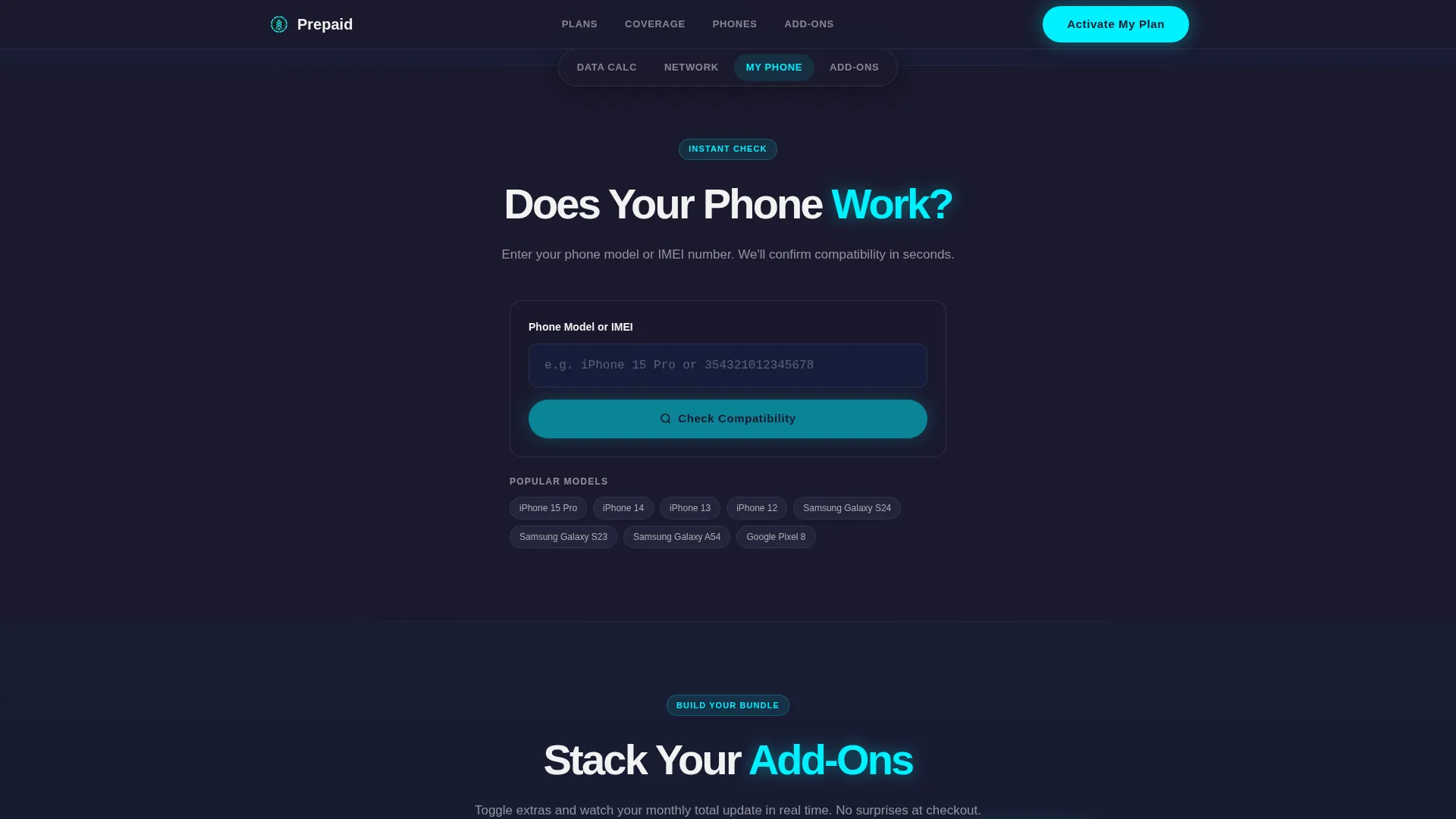 Mobile & Network Operator Cost Calculator Website Template