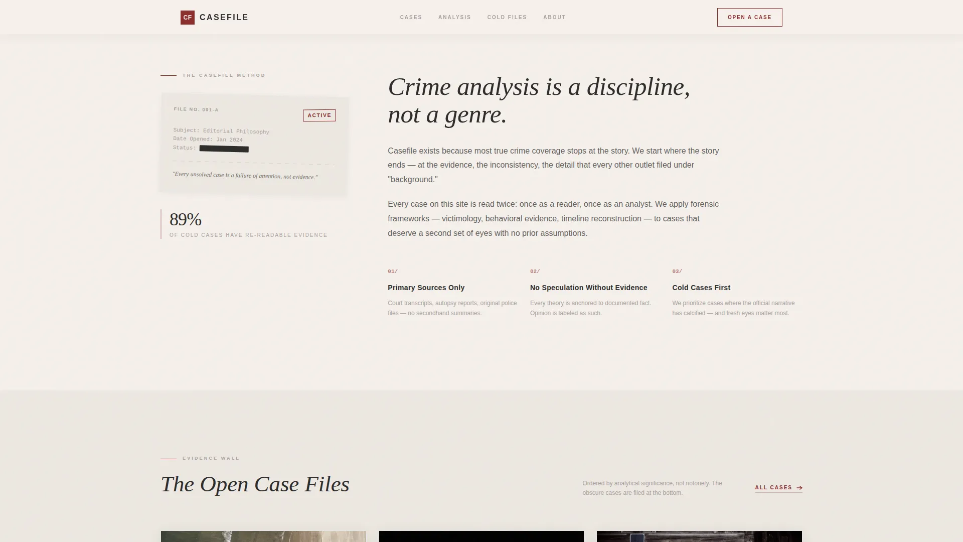 True Crime Analysis Content Blog Website Template