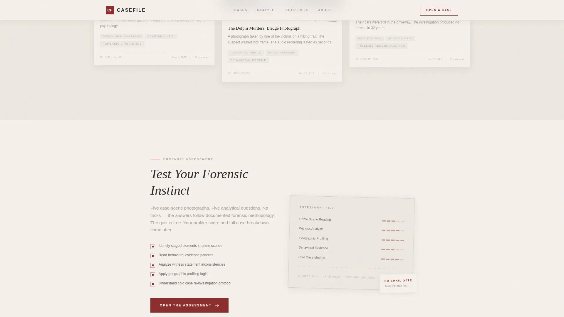 True Crime Analysis Content Blog Website Template