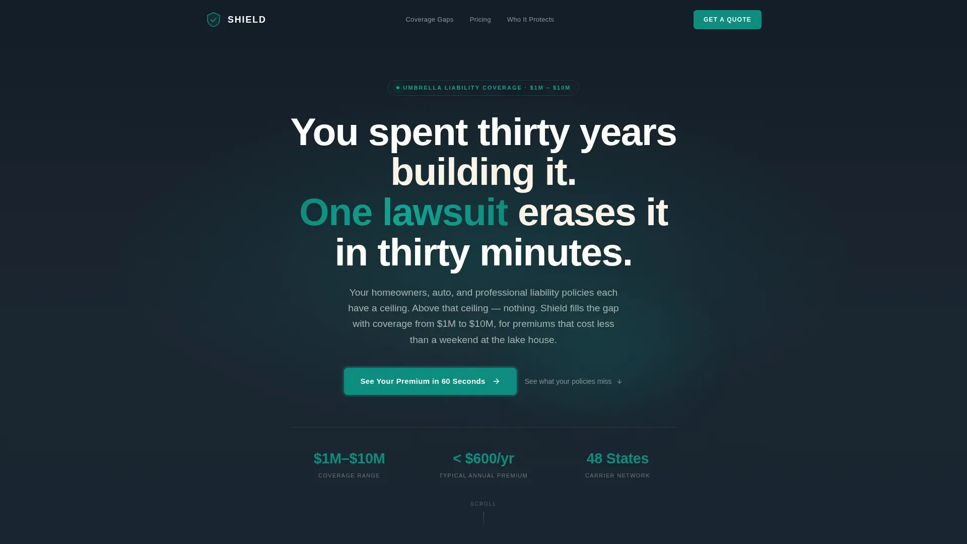 Premium Wealth Umbrella Landing Page Template