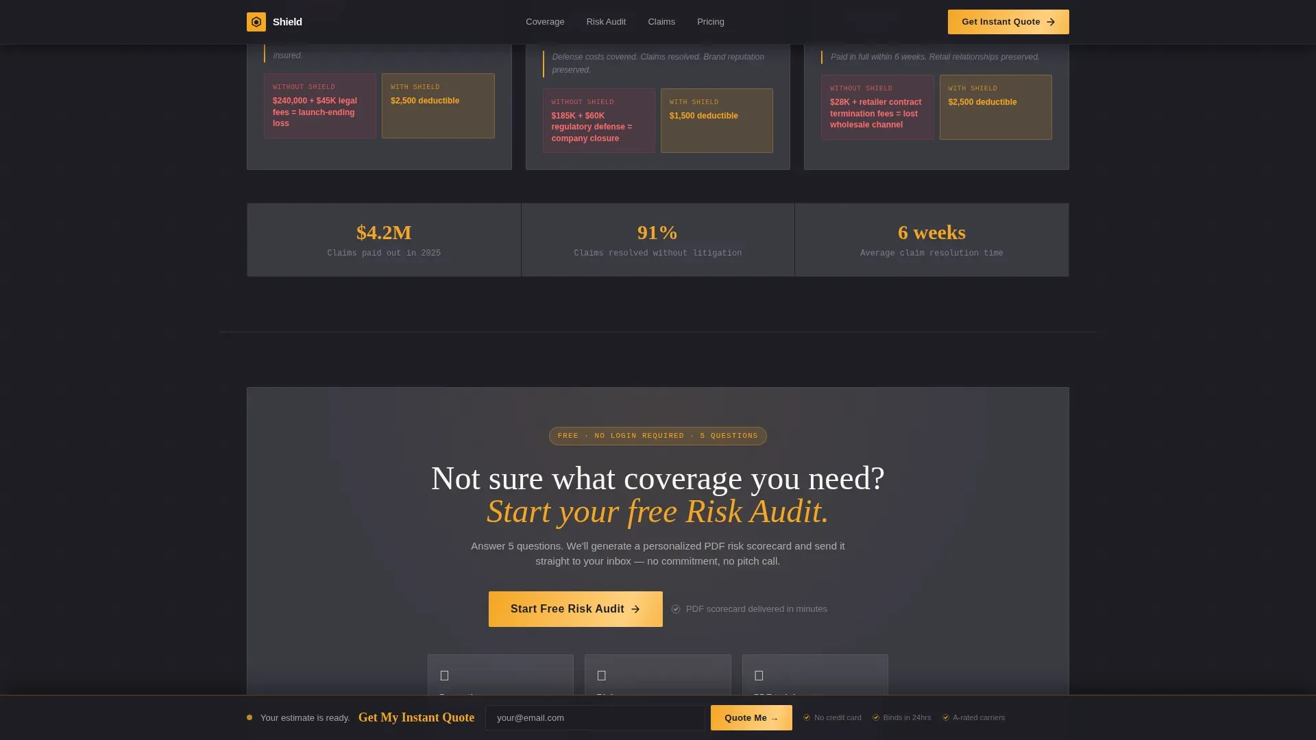 Rapid Liability Protection Landing Page Template