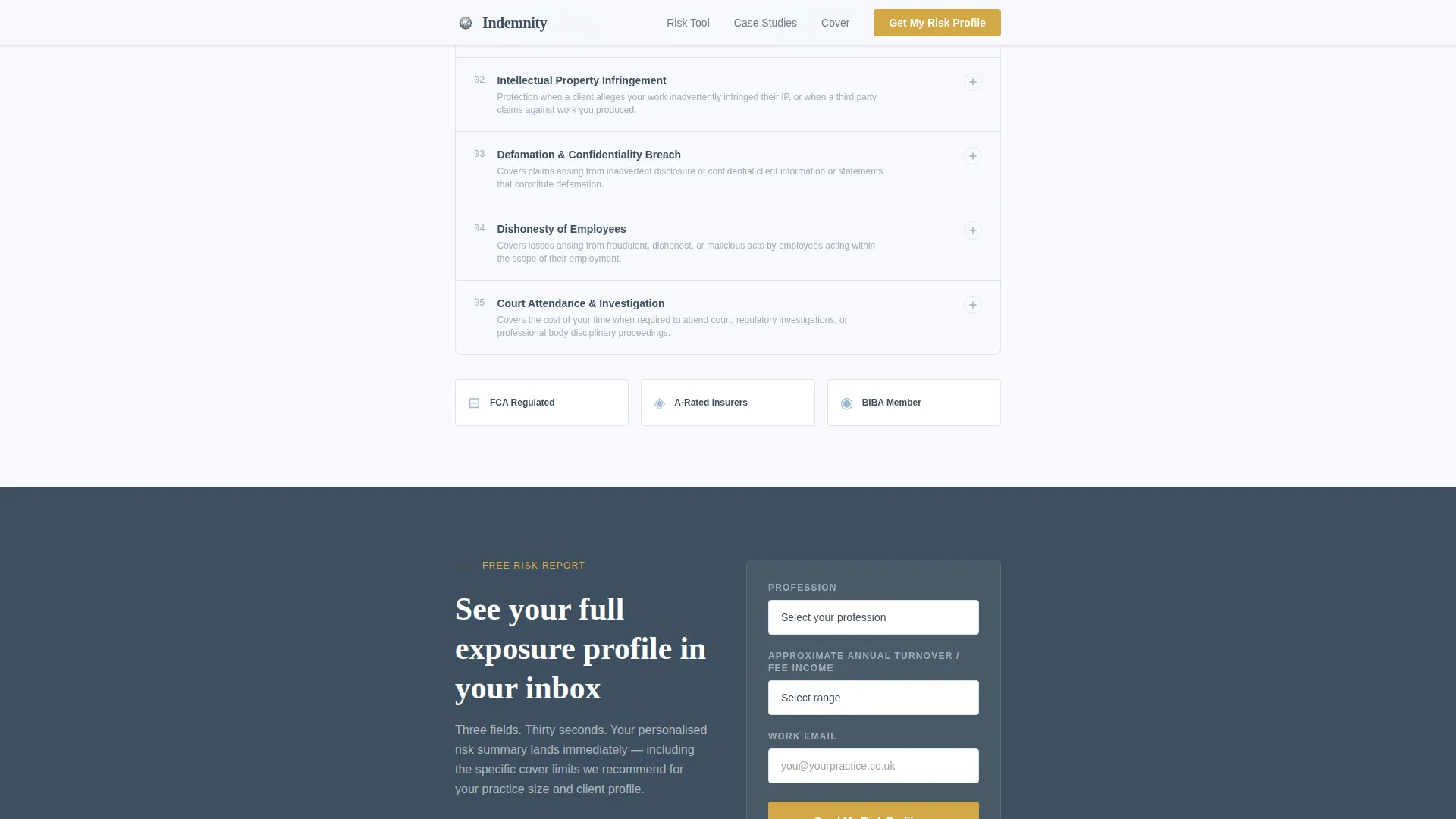 Professional Indemnity Insurance Landing Page Template