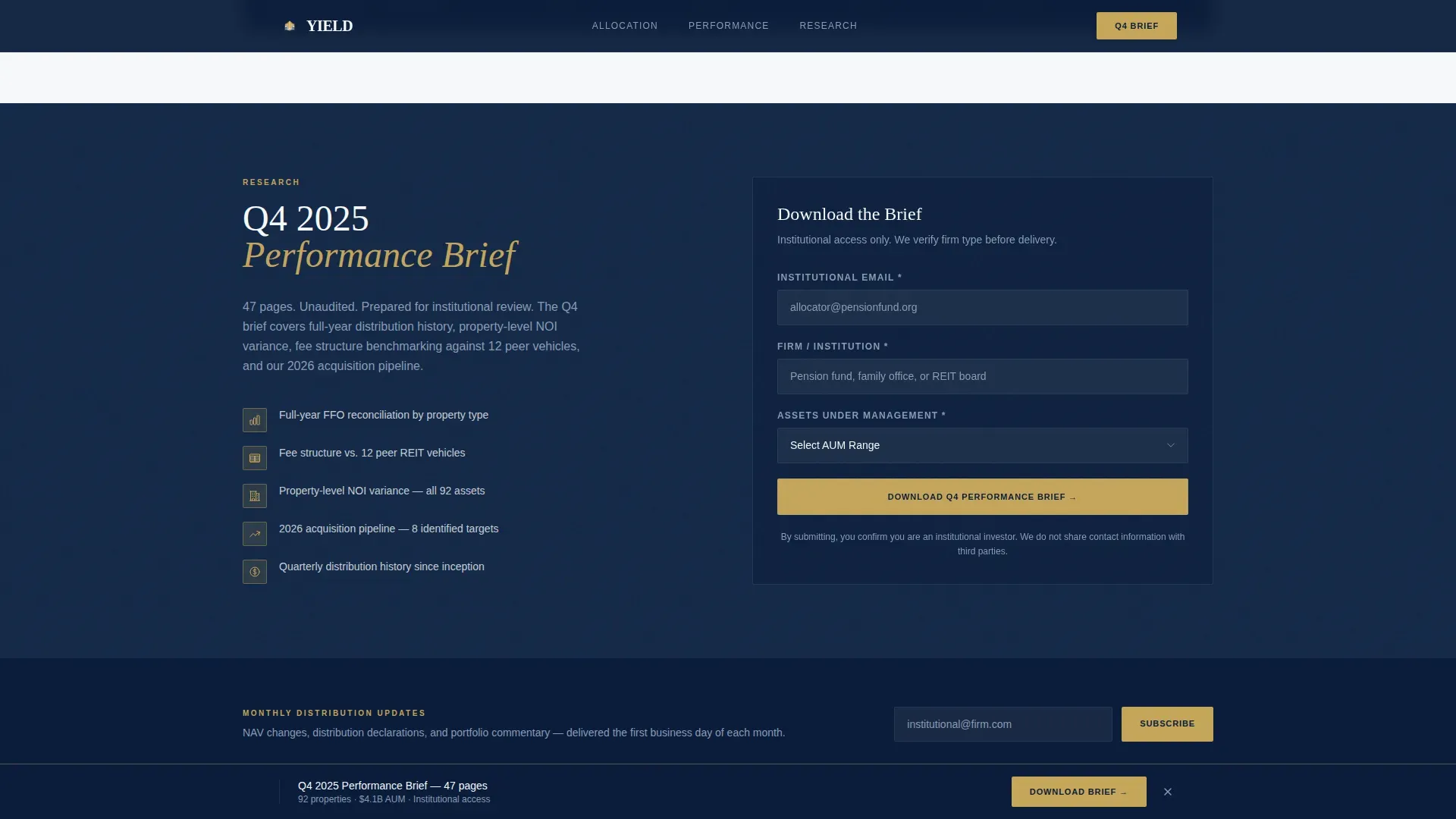 REIT Management Comparison Table Landing Page Template