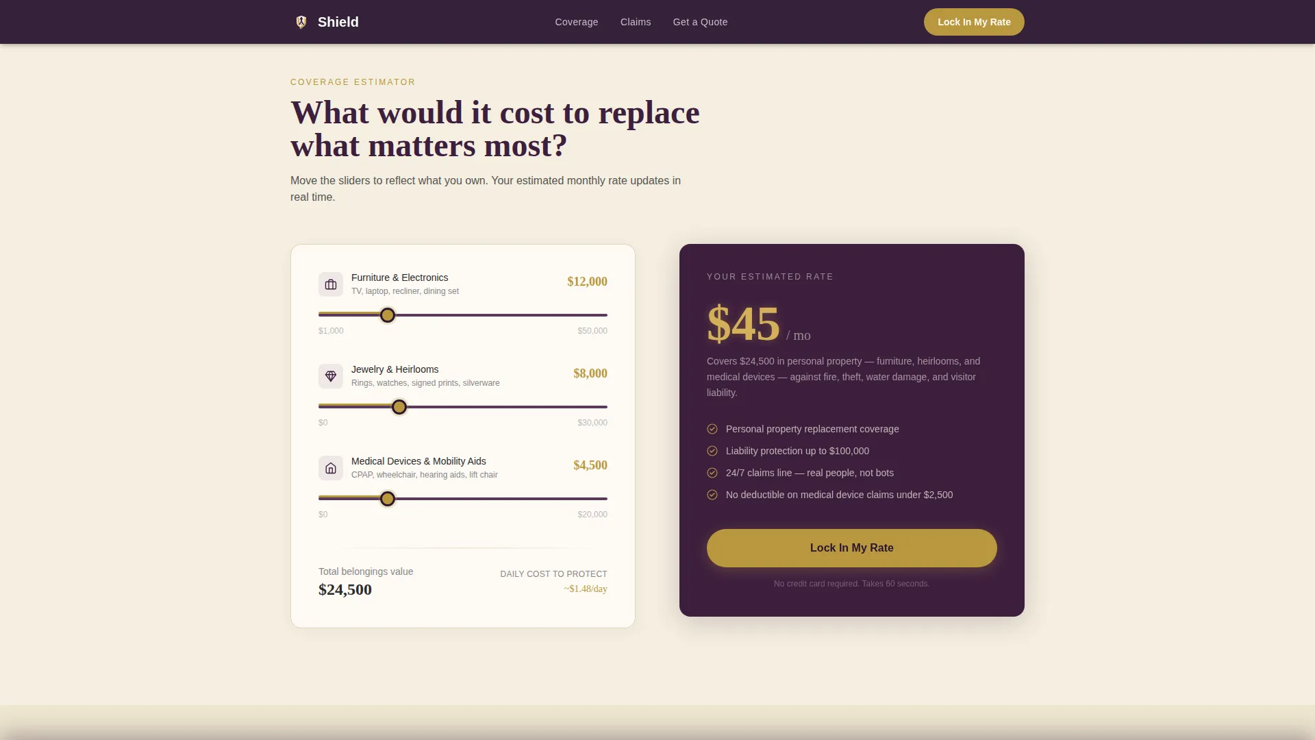 Retiree Insurance Cost Estimator Website Template