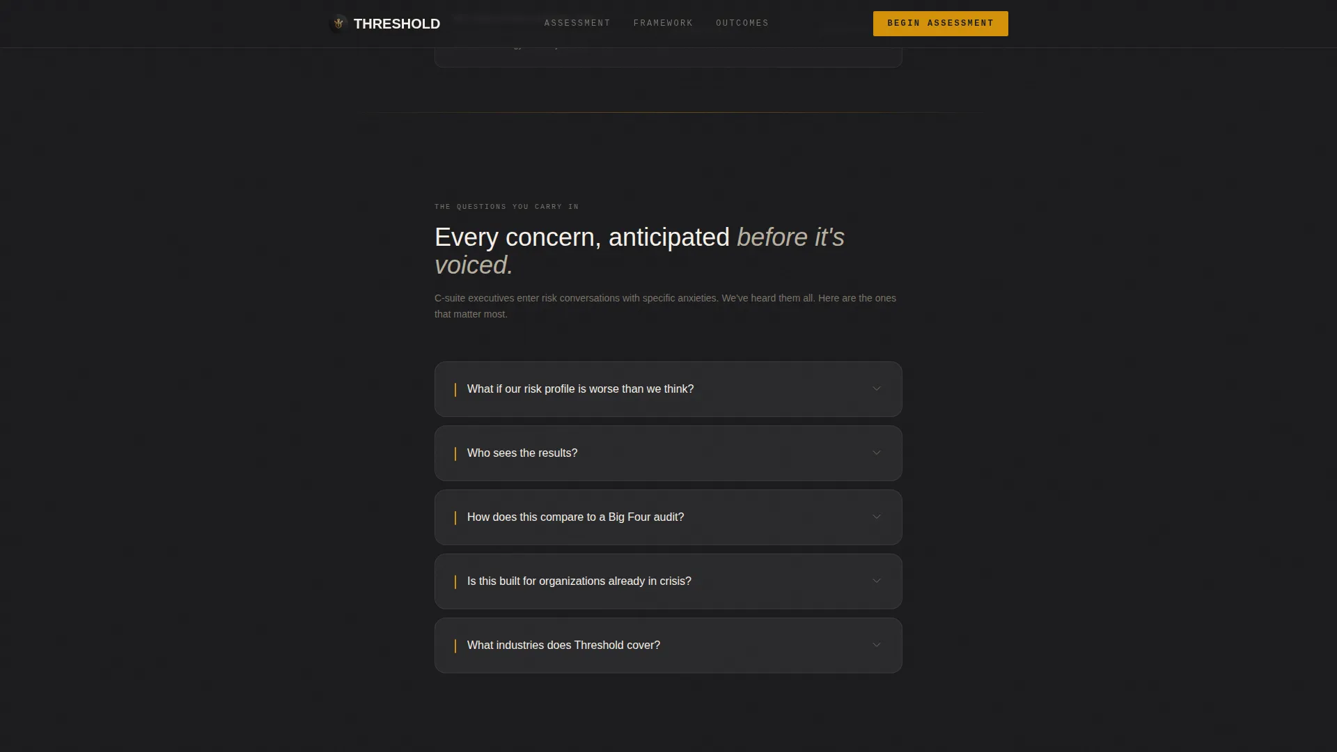 Executive Risk Assessment Landing Page Template