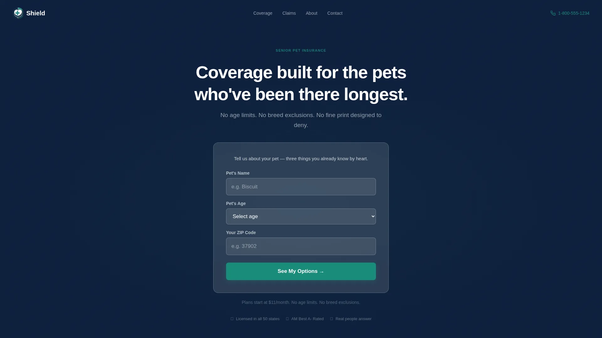 Senior Pet Insurance Landing Page Template