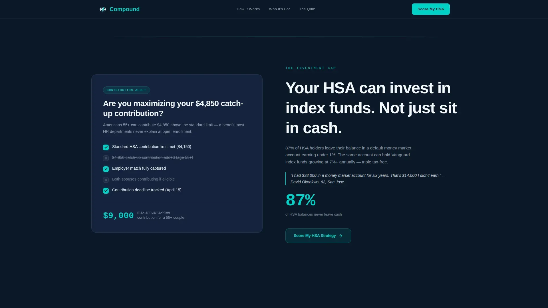 HSA Landing Page Template - Triple Tax Retirement Quiz
