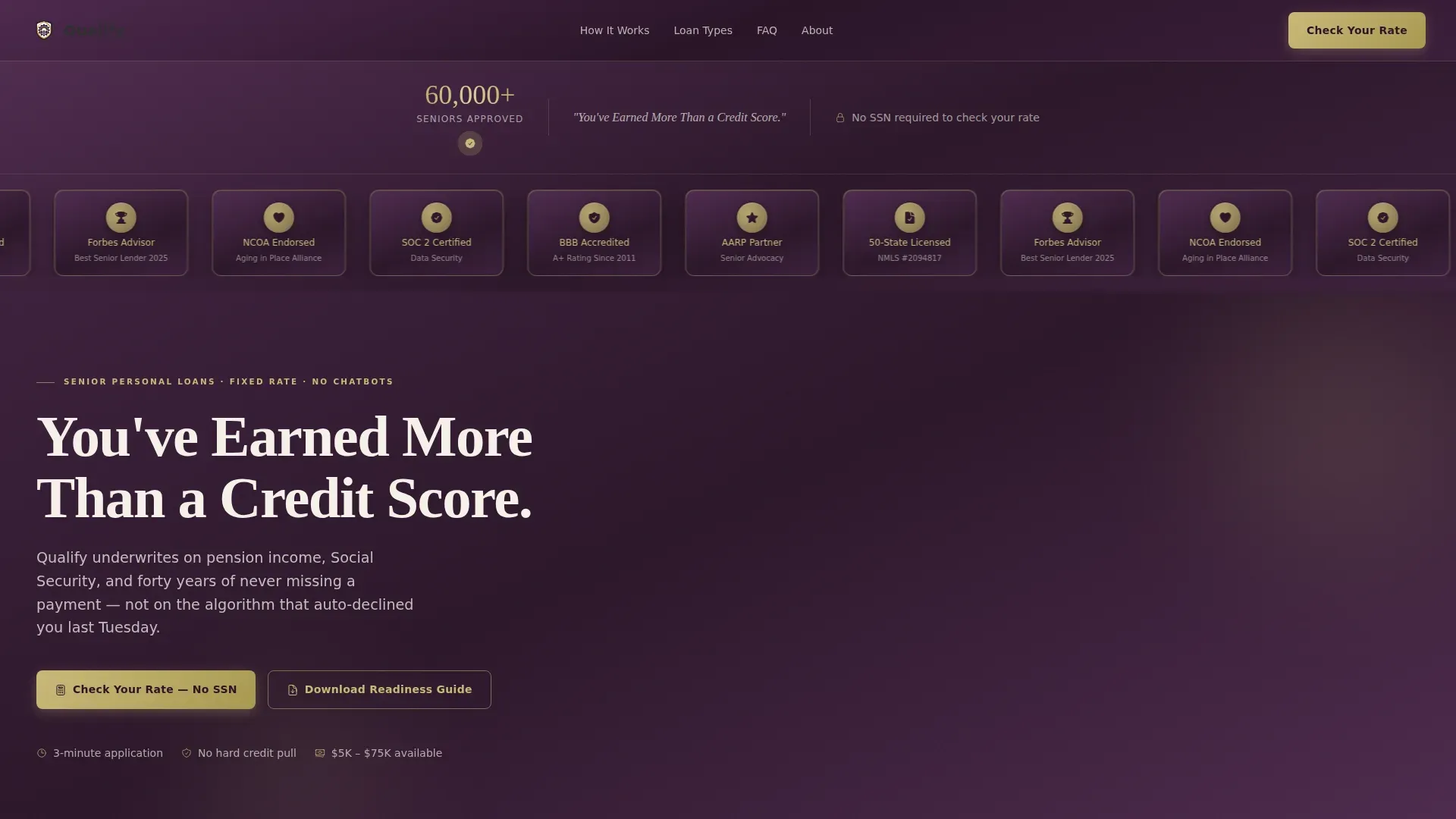 Personal Loan Senior Landing Page Template