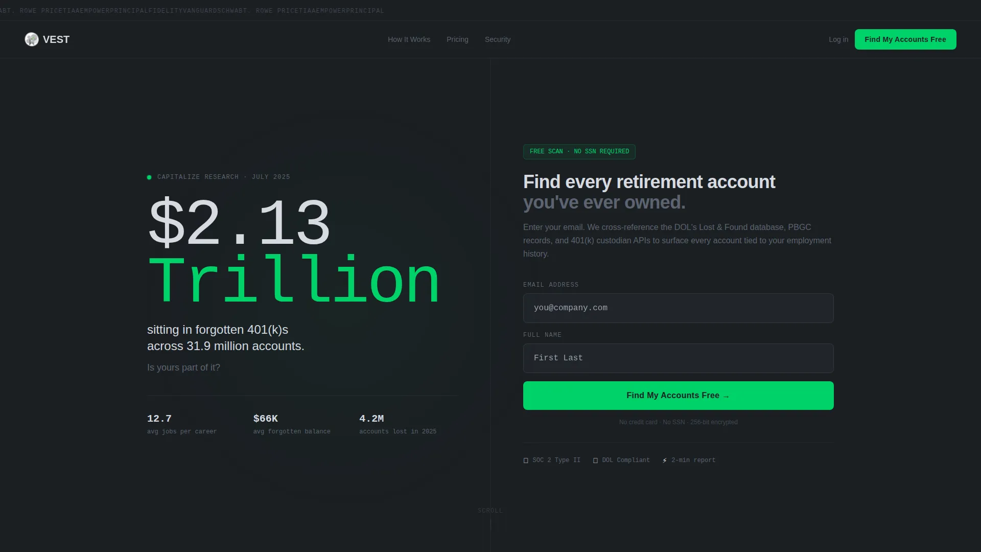 Retirement Landing Page Template | Data Command Finance