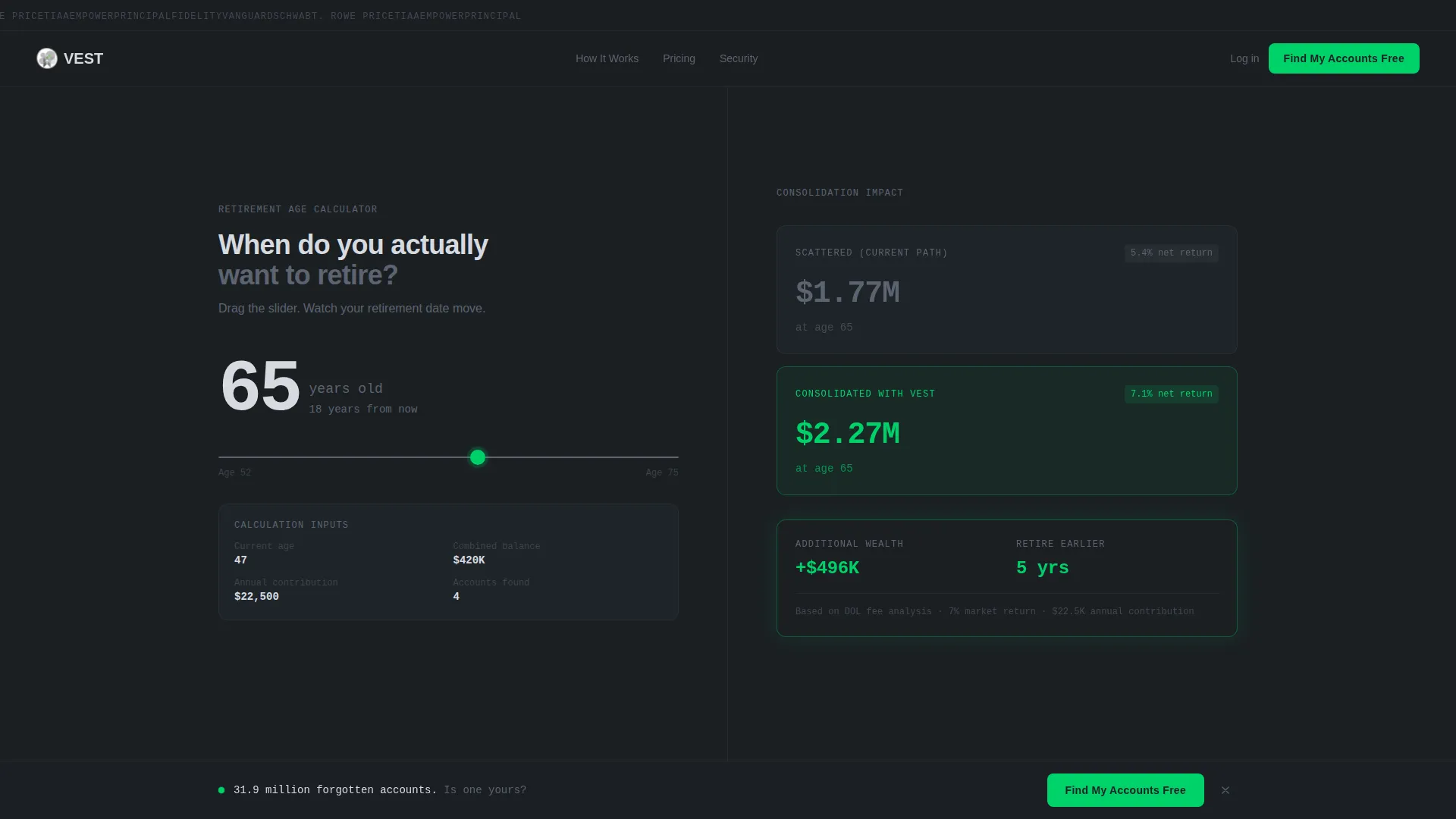 Retirement Landing Page Template | Data Command Finance