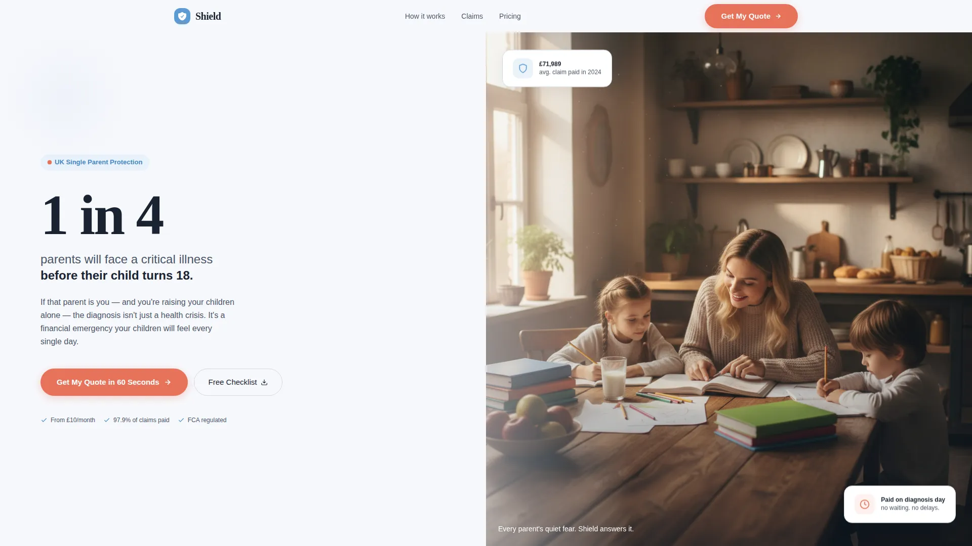 Single Parent Critical Illness Insurance Landing Page