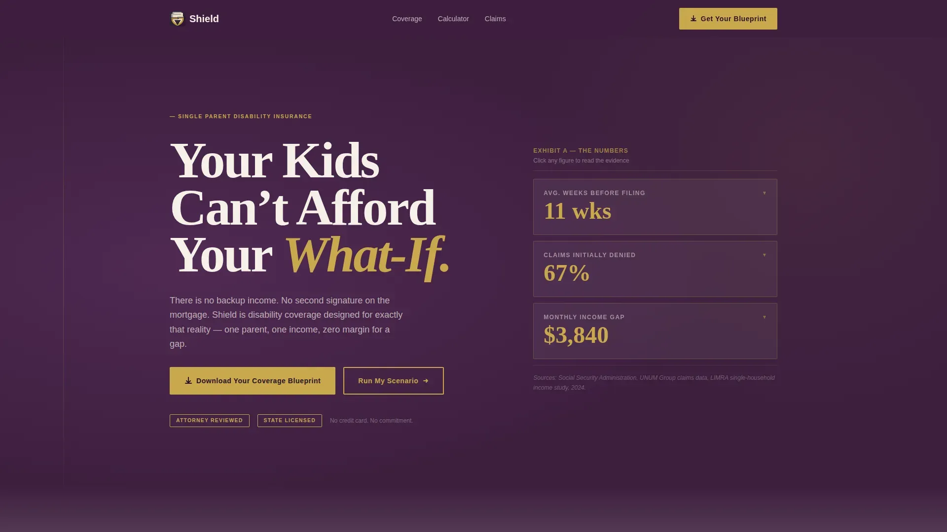 Single Parent Disability Insurance Landing Page Template