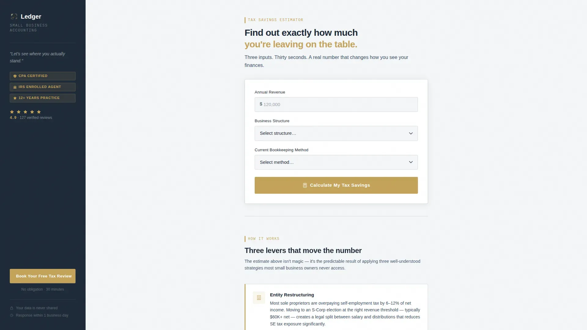 Small Business Tax Savings & Reduction Website Template