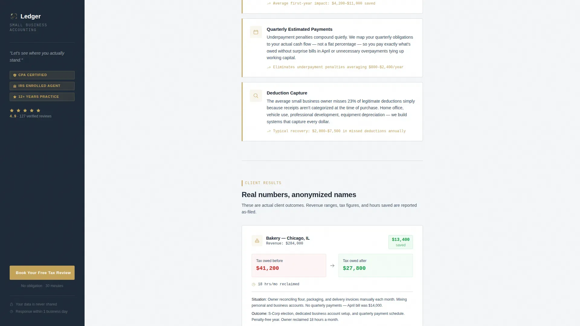 Small Business Tax Savings & Reduction Website Template