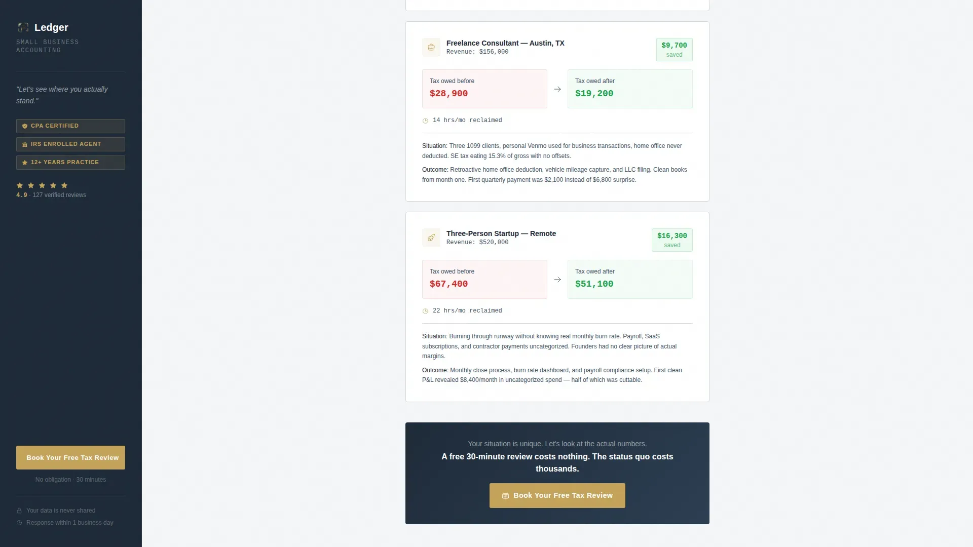 Small Business Tax Savings & Reduction Website Template