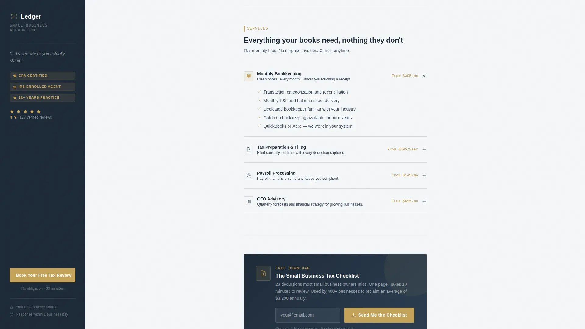 Small Business Tax Savings & Reduction Website Template