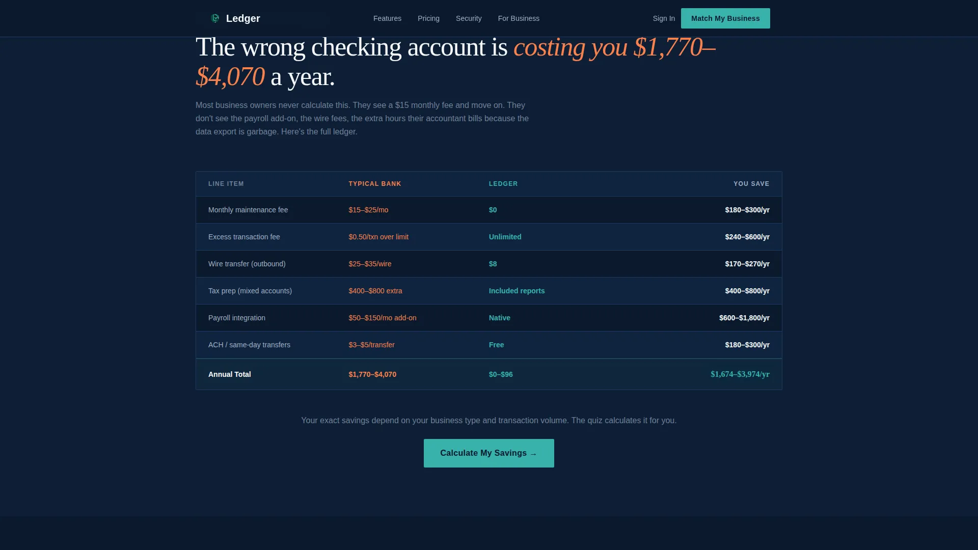 Small Business Checking Landing Page Template