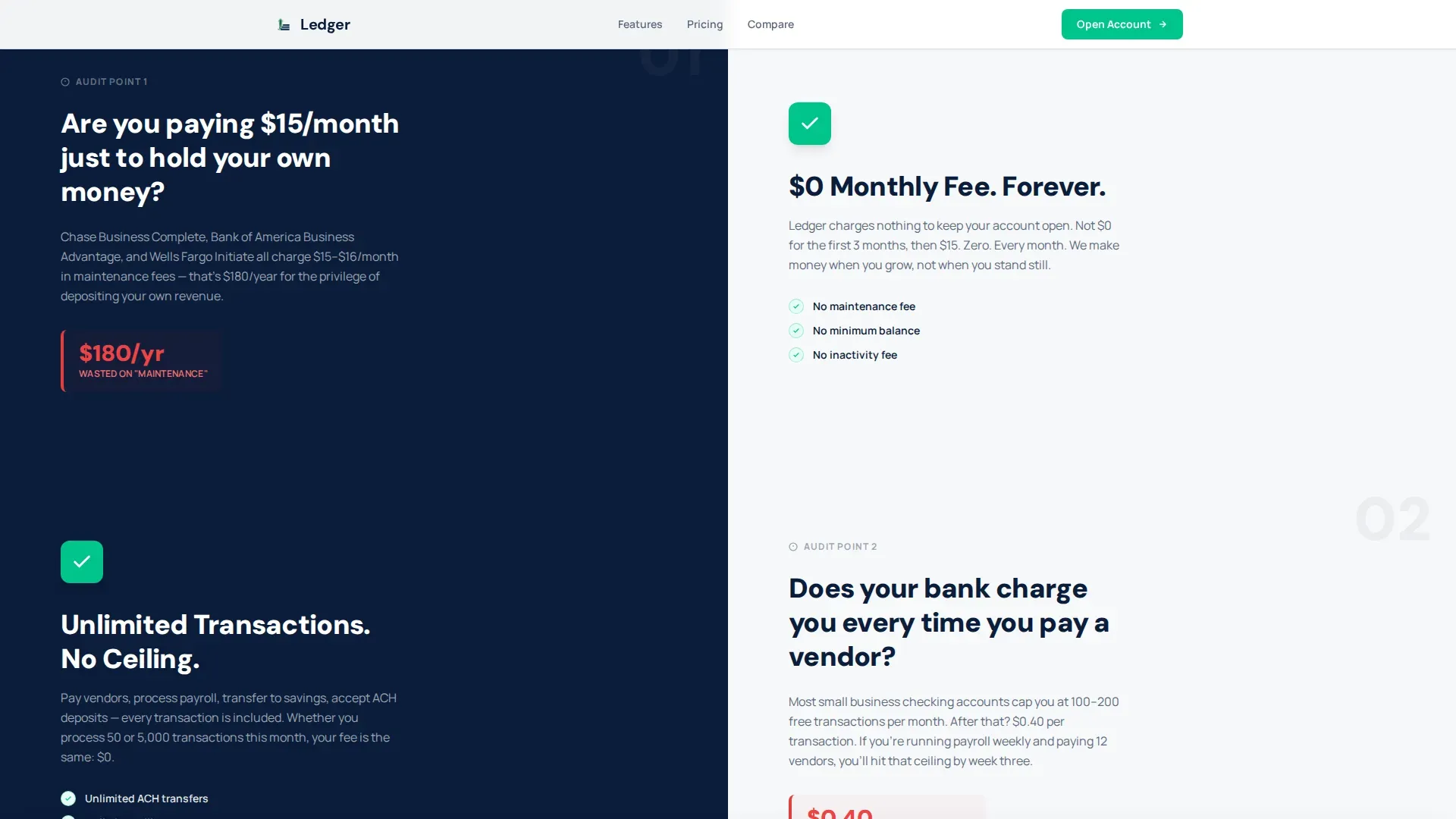 Checking Account Business Landing Page Template