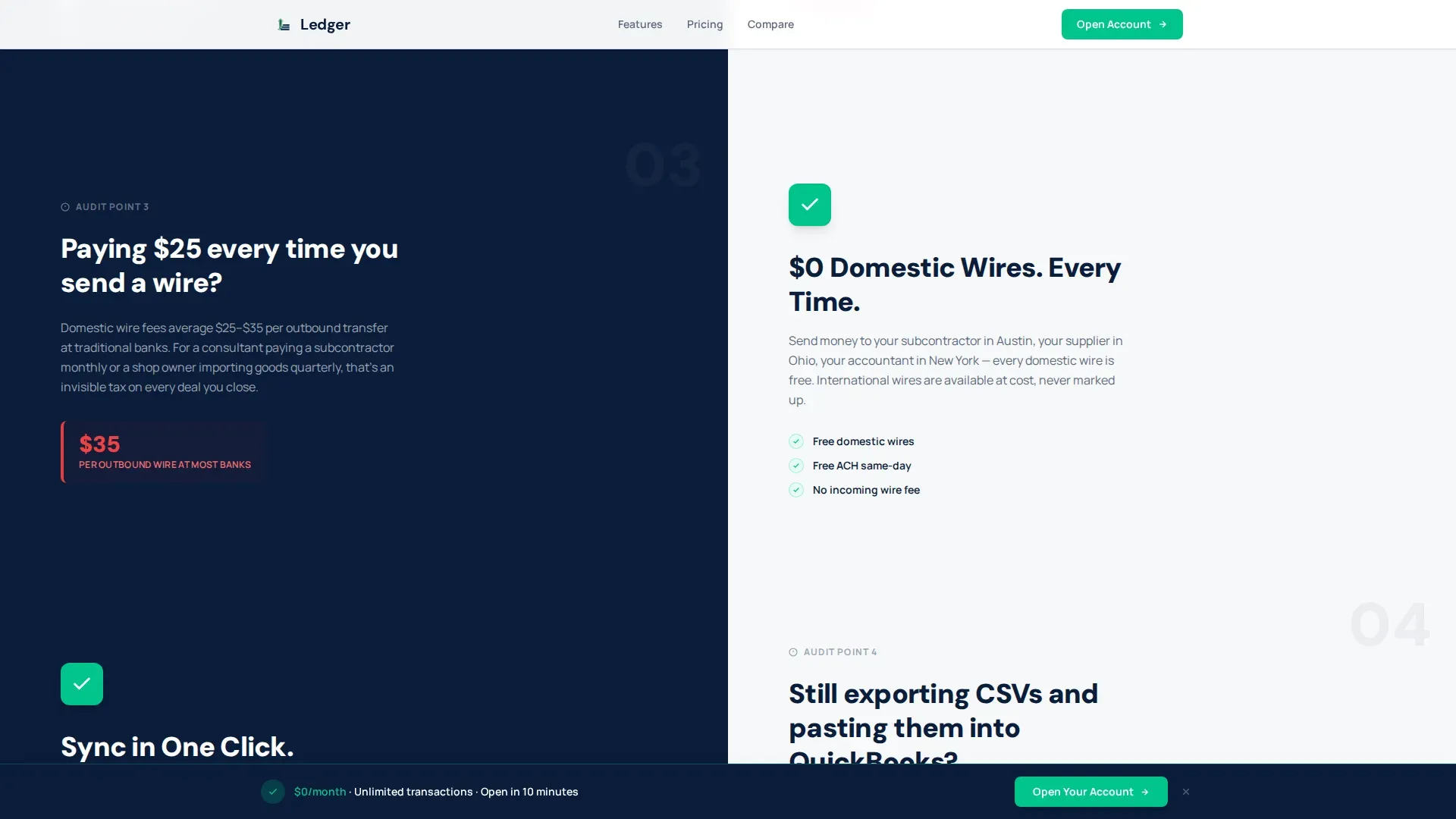 Checking Account Business Landing Page Template