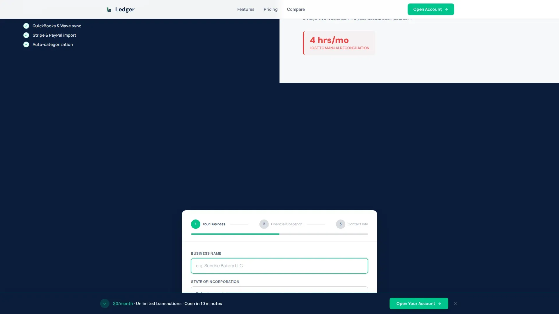Checking Account Business Landing Page Template