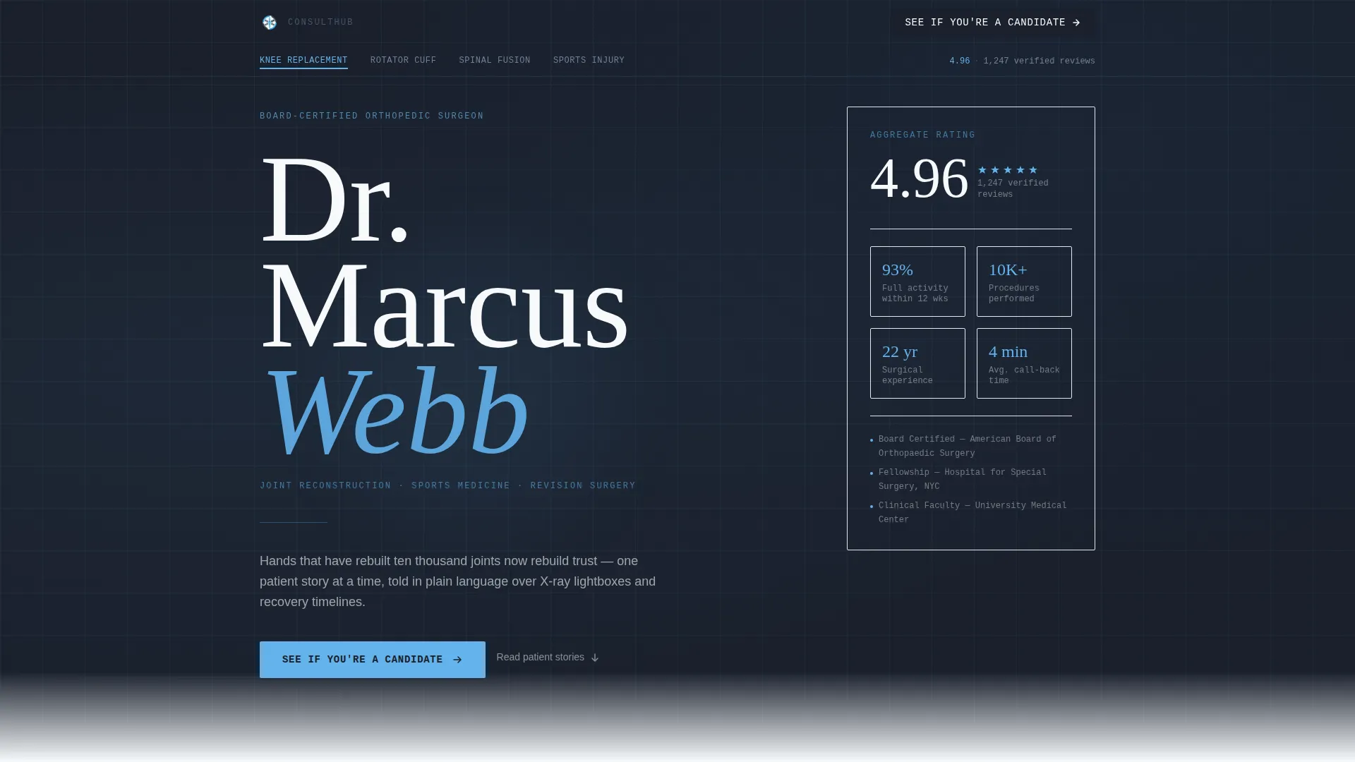 Orthopedic Surgeon Booking Website Template