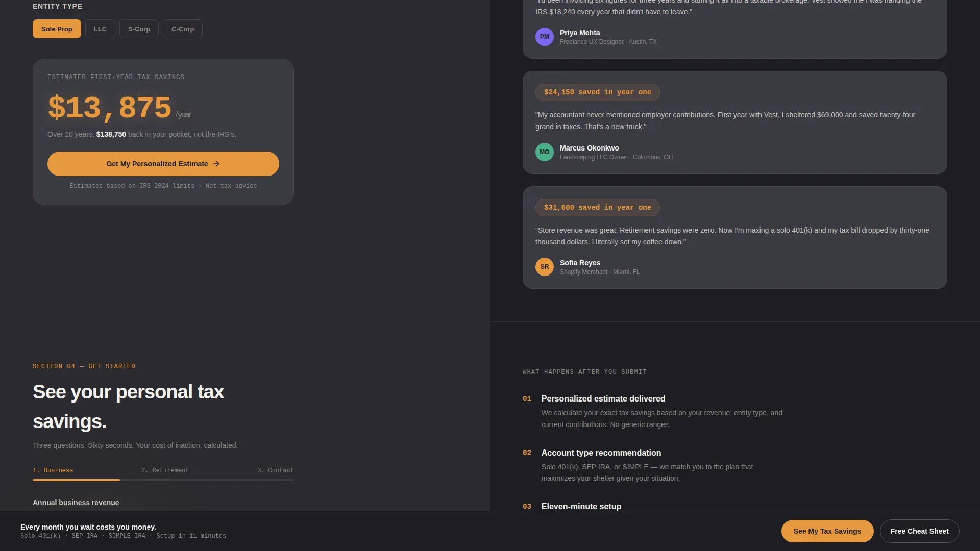 Scalable Startup Retirement Landing Page Template