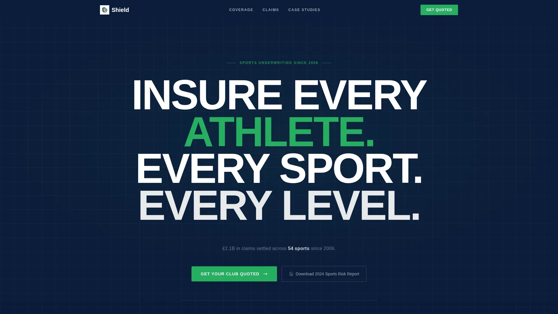 Sports Insurance Landing Page Template | Dashboard Pro