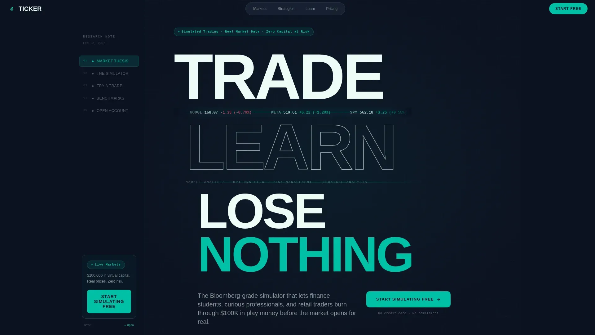 Stock Simulator Market Landing Page Template