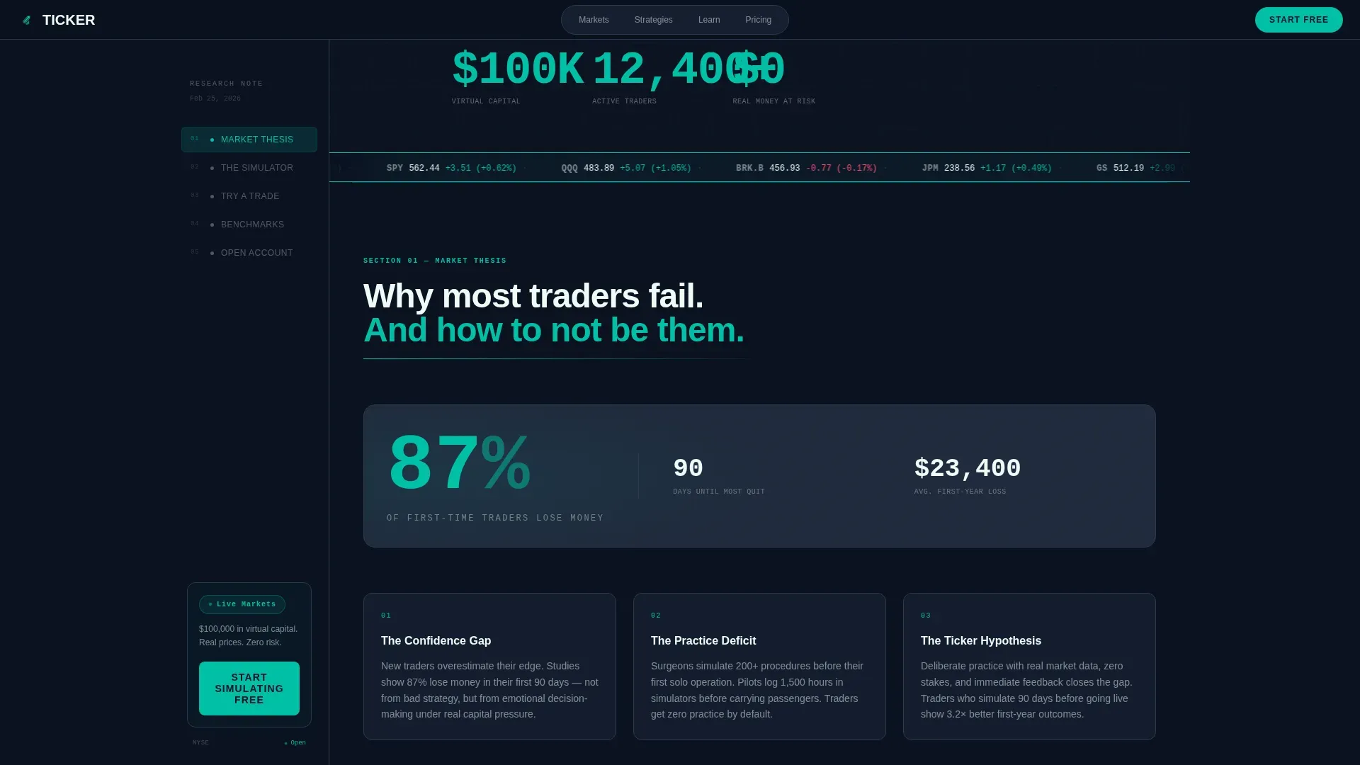 Stock Simulator Market Landing Page Template
