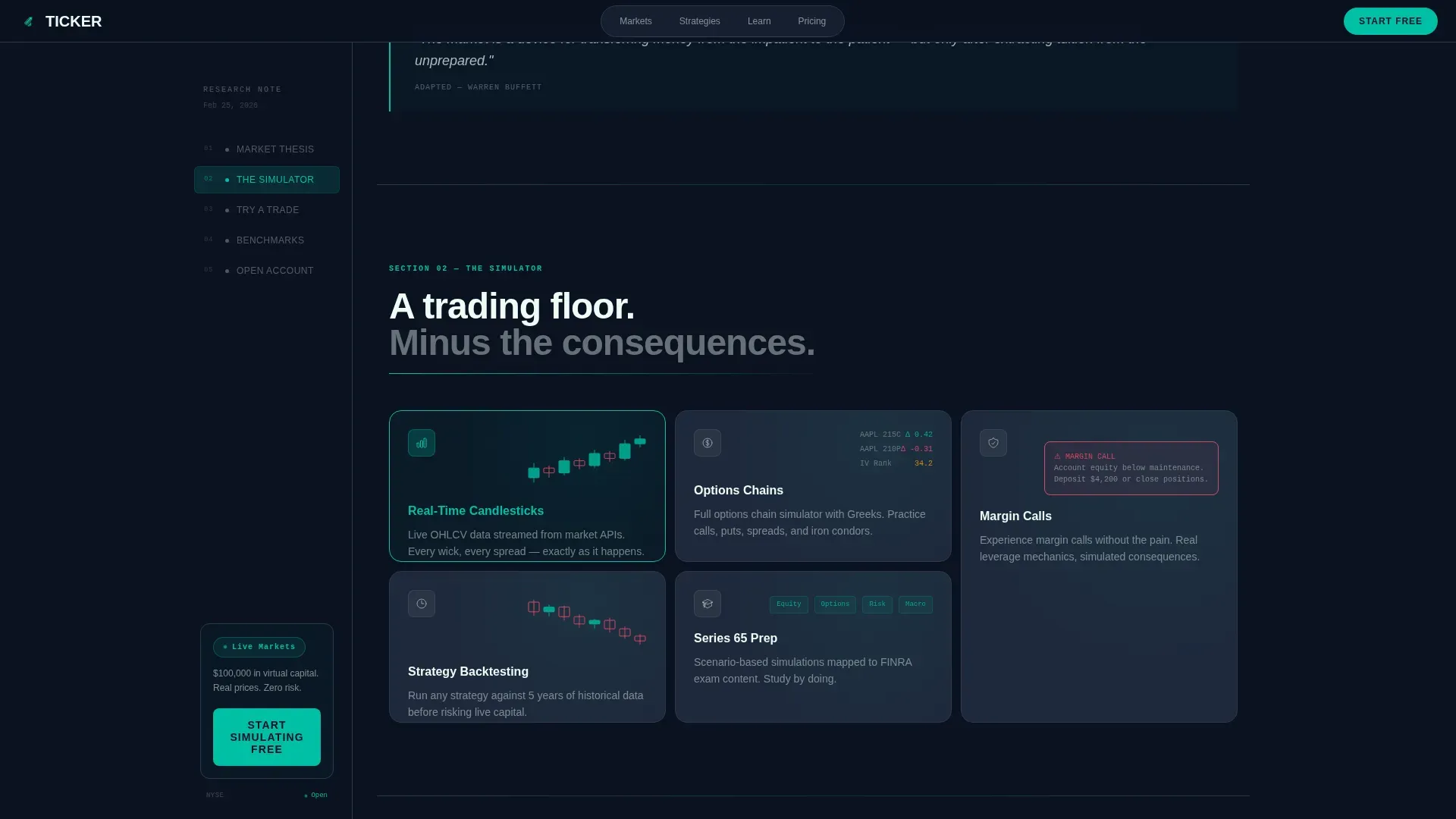 Stock Simulator Market Landing Page Template