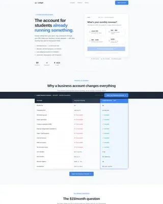 Student Business Checking Landing Page Template