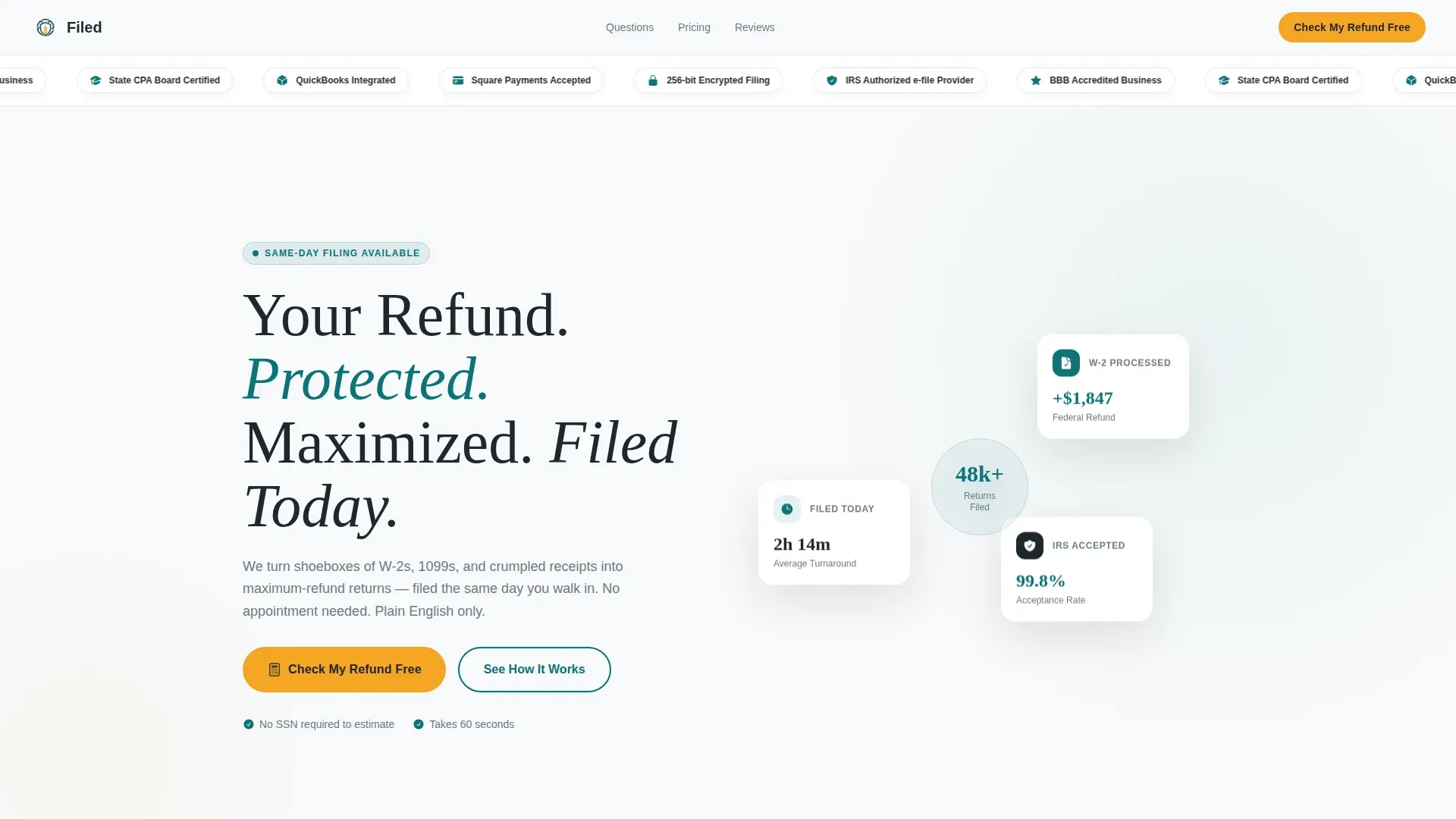 Maximum Refund Tax Preparation Landing Page Template