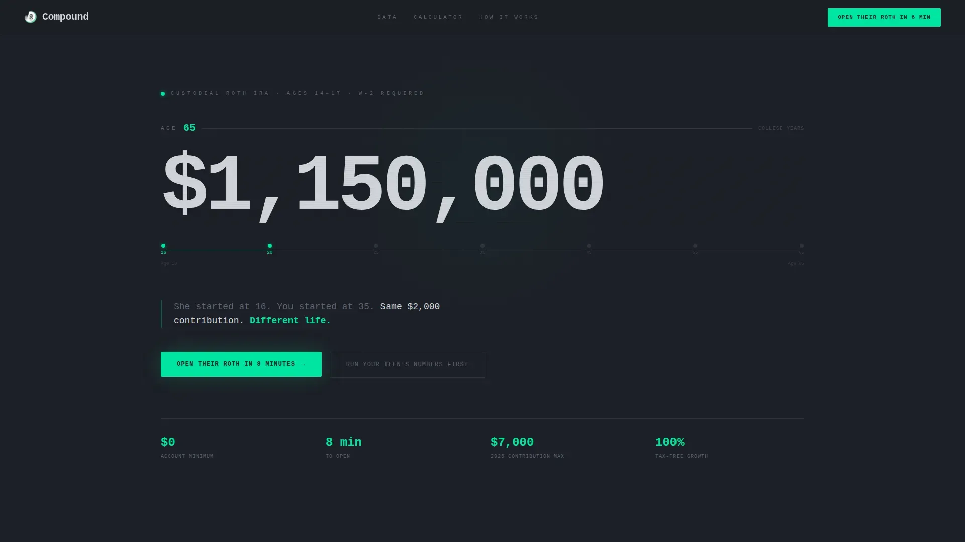 Precision Teen Retirement Account Landing Page Template