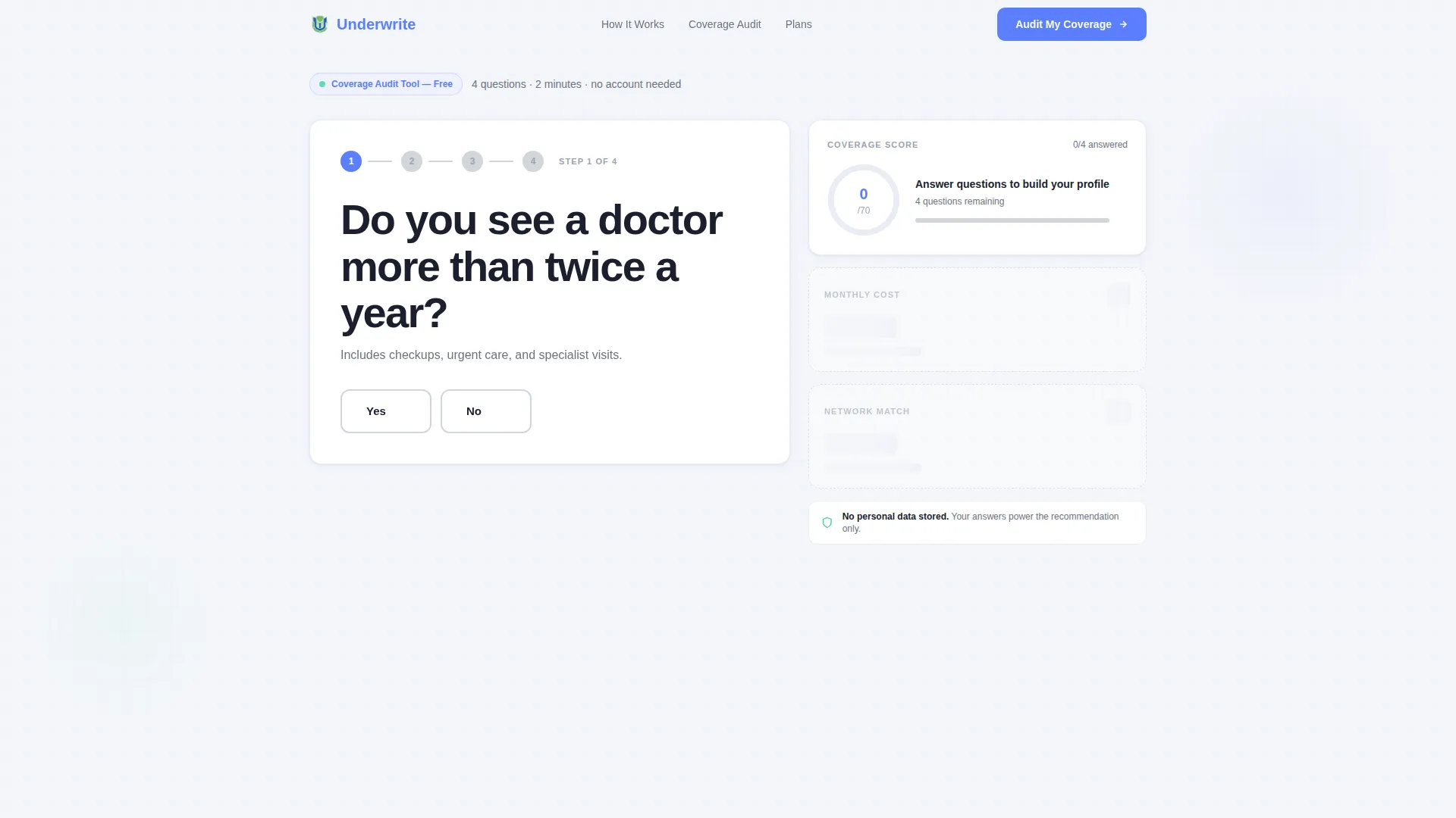 Young Professional Health Insurance Landing Page