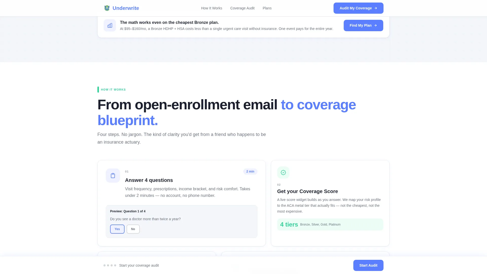 Young Professional Health Insurance Landing Page