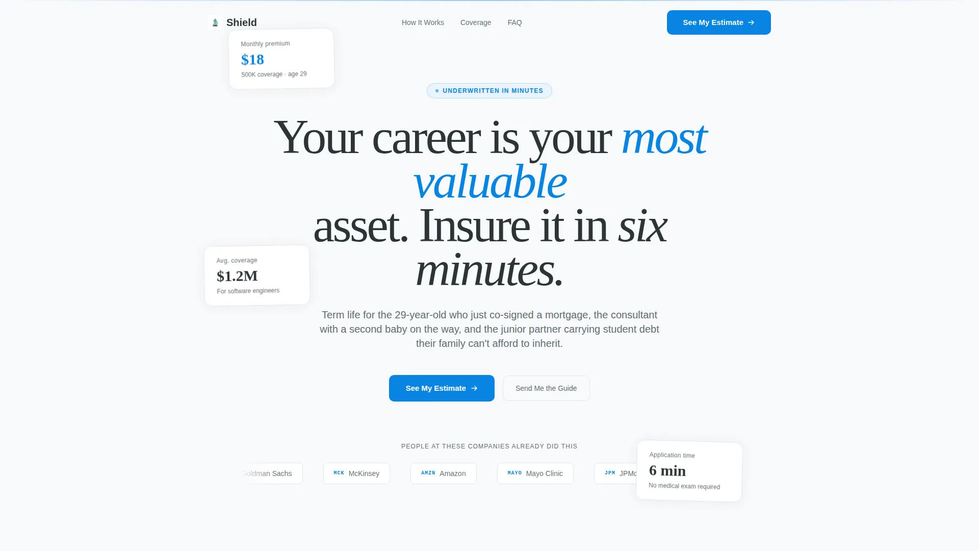 Life Insurance Landing Page Template for Young Professionals