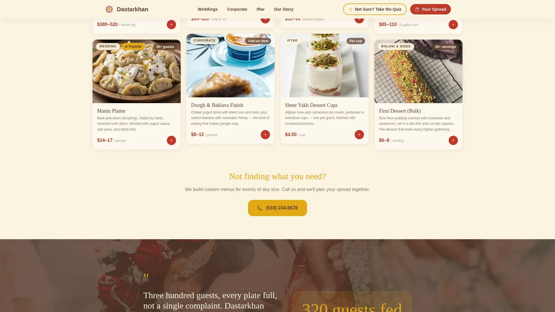 Middle Eastern Cuisine & Dining Specialist Portfolio Website Template